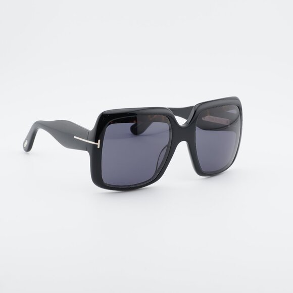 Tom Ford AURORA Women Sunglasses Black Smoke Square FT1194 01A NEW AUTHENTIC Tom Ford Aurora Sunglasses FT1194 01A Shiny Black - eye-oo.com main image 2